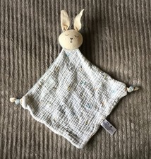 Doudou Lapin bleu blanc lange