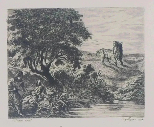Eugène delacroix lion hunt - eugène,