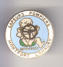 RARE PINS PIN'S .. POMPIER FIRE BEBE RALLYE AUTO CROSS MONTFORT L'AMAURY 78 ~BW