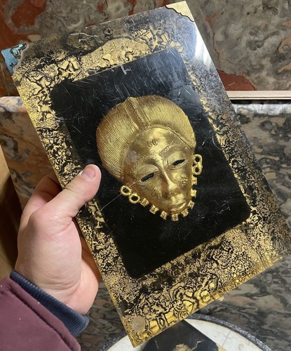 Masque africain bronze doré - masque,