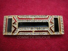 Broche "Style Art Déco" N° 2 Rectangle Noir Pavé Blanc - Bijoux pur Vintage