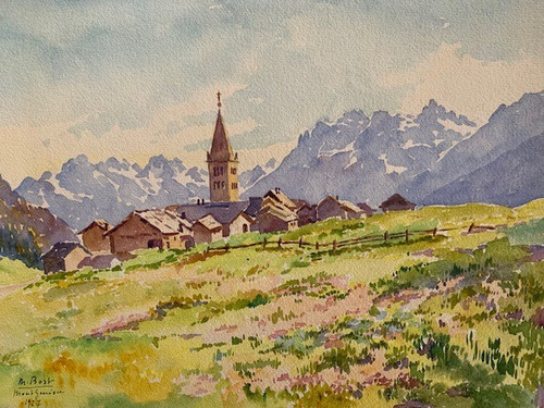Rare aquarelle peinture - -,