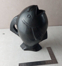 Ancienne cruche / pichet / carafe, forme poisson bouche ouverte, en céramique