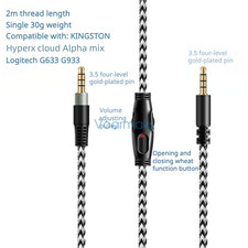 Audio Cable for Kingston HyperX Cloud Alpha, Mix Logitech G633, G933 Headphone