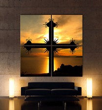 Big Croix Toile Image Noir Rouge Photo Environ Canapé Ensemble Fauteuil XXL