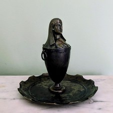 Egyptomanie, Grand Tour - curieux encrier en bronze - canope antropomorphe