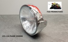 PHARE MOTO ROND 200MM METAL CHROME 