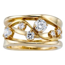 Bague De Mariage En Or Jaune 18K Avec Diamant Rond Pour Femme