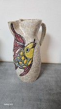Pichet céramique signé Toledo – motif poisson – Espagne – style Picasso /
