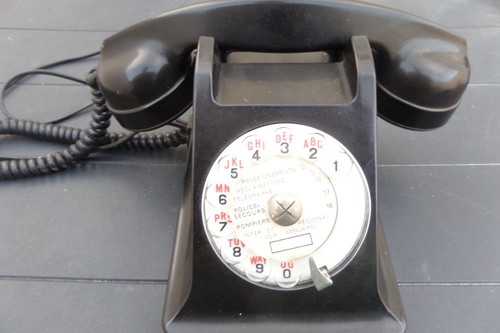 Ancien telephone bakelite noir - bakelite,