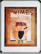 Affiche originale ancienne entoilée : Féria NÏMES 89 par SCHNABEL - 30 X 40 cm