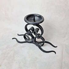 Bougeoir Ancien en Fer Forgé Noir – Style Tribal – Signé Kropa