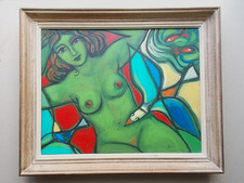 Philippe Martinery  " Nu dans le Vitrail "  Très belle acrylique sur Toile