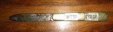 couteau nacre écrit Yiddish manche alliage argent autre cuivre à restaurer FF