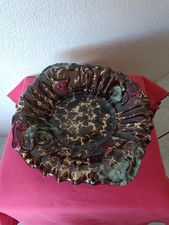 Plat Coupe à fruits en Céramique Barbotine Vintage Jasba Belles Couleurs !!