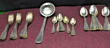 ANCIEN SERVICE METAL ARGENTE 36 COUVERTS AVEC POINÇONS FOURCHETTE CUILLÈRE 