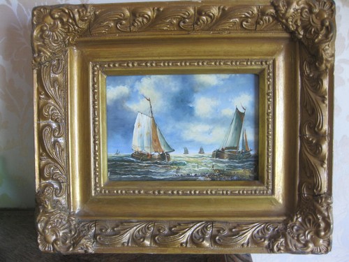 Ancien tableau scène marine