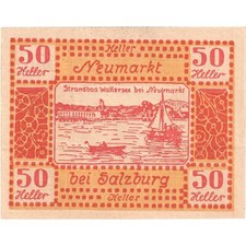 [#287688] Banknote, Austria, Salzburg, 50 Heller, voilier, 1920, UNC Mehl:FS 660