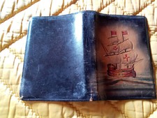 couvre livre ancien - cuir -
