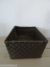 2 Grandes bannettes de rangement tressées marron wengé H15 x L26 x l36 cm