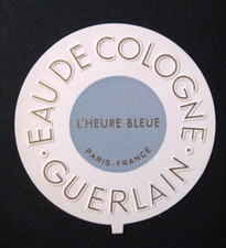 étiquette ronde Parfum Guerlain  Paris    Eau de Cologne  L' Heure Bleue