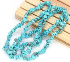 Collier de perles howlite Turquoise grande Longueur (80cm)