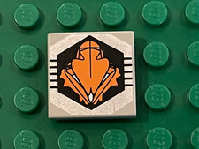 LEGO Tile 2 x 2 with Black and Orange UFO Logo 3068bpx26 / Set 6975 6979 6836