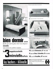 PUBLICITE ADVERTISING  1965    LES HUCHERS MINVIELLE   meubles lits