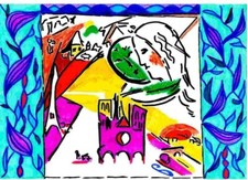 dessin au feutre hommage à Marc Chagall Paris et l'ange