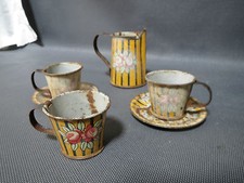 Ancien petit service à café en tole vintage dinette poupée jouet ancien old toy