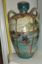 ancien vase amphore japonais de mariage en céramique doré asiatique vintage