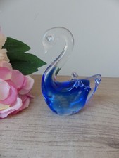 Figurine cygne en verre bleu