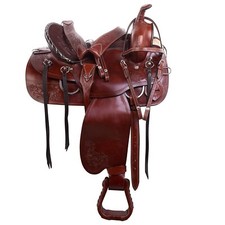 Selle de cheval en cuir Western Barrel Designer en daim avec ensemble d'attac...
