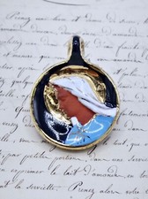 Paul URFER Pendentif Vierge Marie en Céramique émaillée Signé