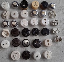 Ancien Lot de prises interrupteurs Va Et vient électrique porcelaine Fer Vintage