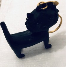 PORTE-CLE CHAT  MINIATURE NOIR « UNIMEL » ALIMENTATION * VINTAGE / KEYCHAIN