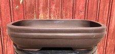 POT A BONSAÏ RECTANGULAIRE GRÈS NON ÉMAILLÉ MARRON. 26x18CM H6,5CM