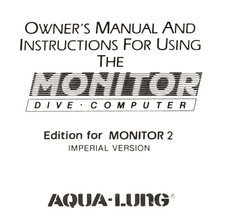 Aqua Lung Moniteur 2 Plongée Ordinateur Propriétaires Imprimé Manuel 26 Pages US