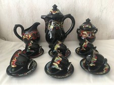 RARE SERVICE À CAFÉ EN CÉRAMIQUE NOIRE DE VALLAURIS VINTAGE