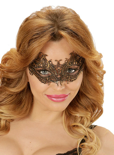 Masque dentelle noire doré - dentelle,