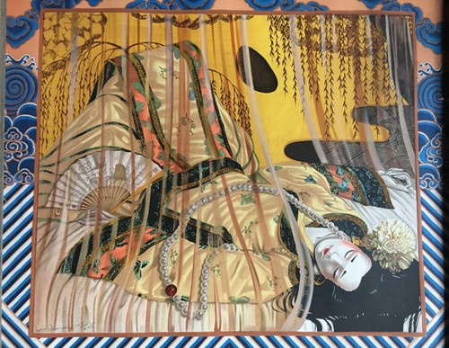 Ancienne litho femme tableau - femme,