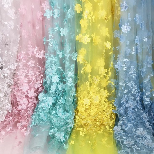 Tissu brodé dentelle tulle - brodé,