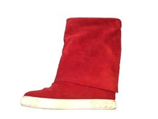 Très Belle Et Authentique Bottes Daim Rouge Casadei 39 