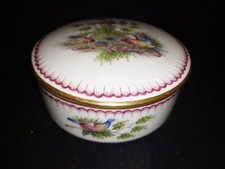 ROVINA BONBONNIERE  EN PORCELAINE DECOR D'OISEAUX EPINAL   12 X 4,5 cm  N°719/6