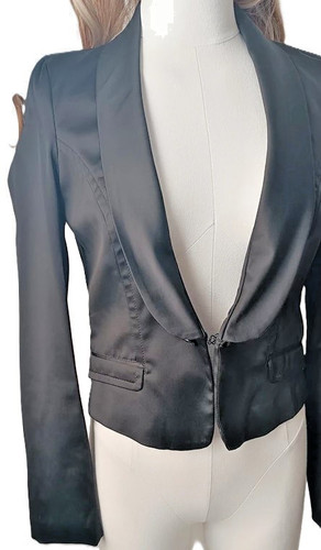 Blazer court satiné col