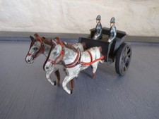 Jouet ancien penny toys chariot 2 chevaux 2 soldats allemand