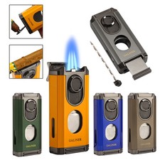Galiner Briquet à cigare Rechargeable Gaz Butane Cigare Cadeau Coupe cigare Gift