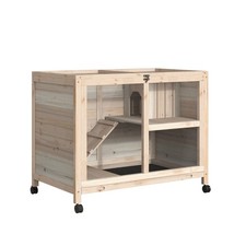 Wood Rabbit Hutch - Plexiglass