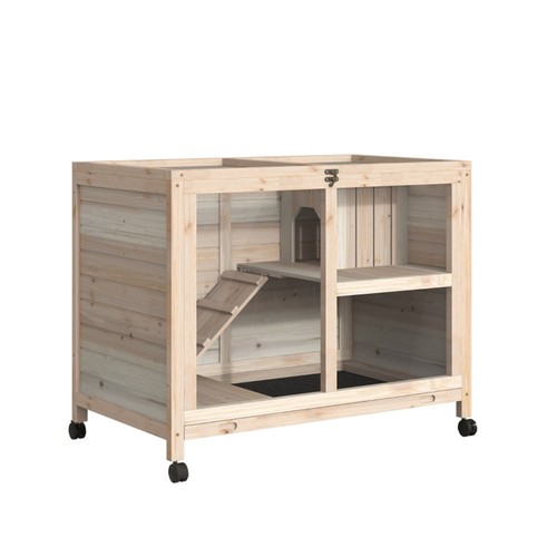 Wood rabbit hutch - rabbit, plexiglass