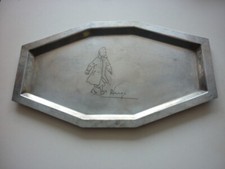 HERGE  /  RARE  PLATEAU  TINTIN   //    EN METAL ARGENTE   